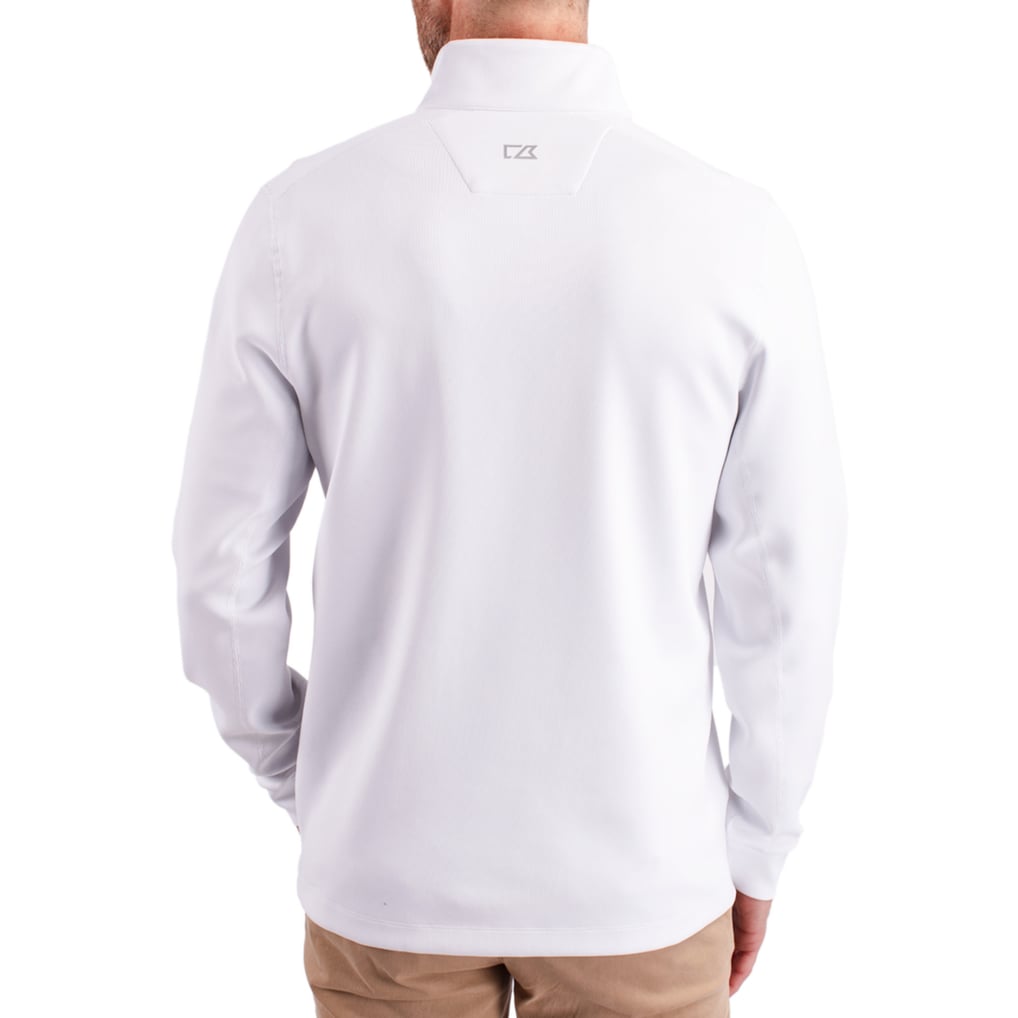  Hawaii Rainbow Warriors Cutter & Buck DryTec Traverse Stretch Eco Tri-Blend Quarter-Zip Pullover - White